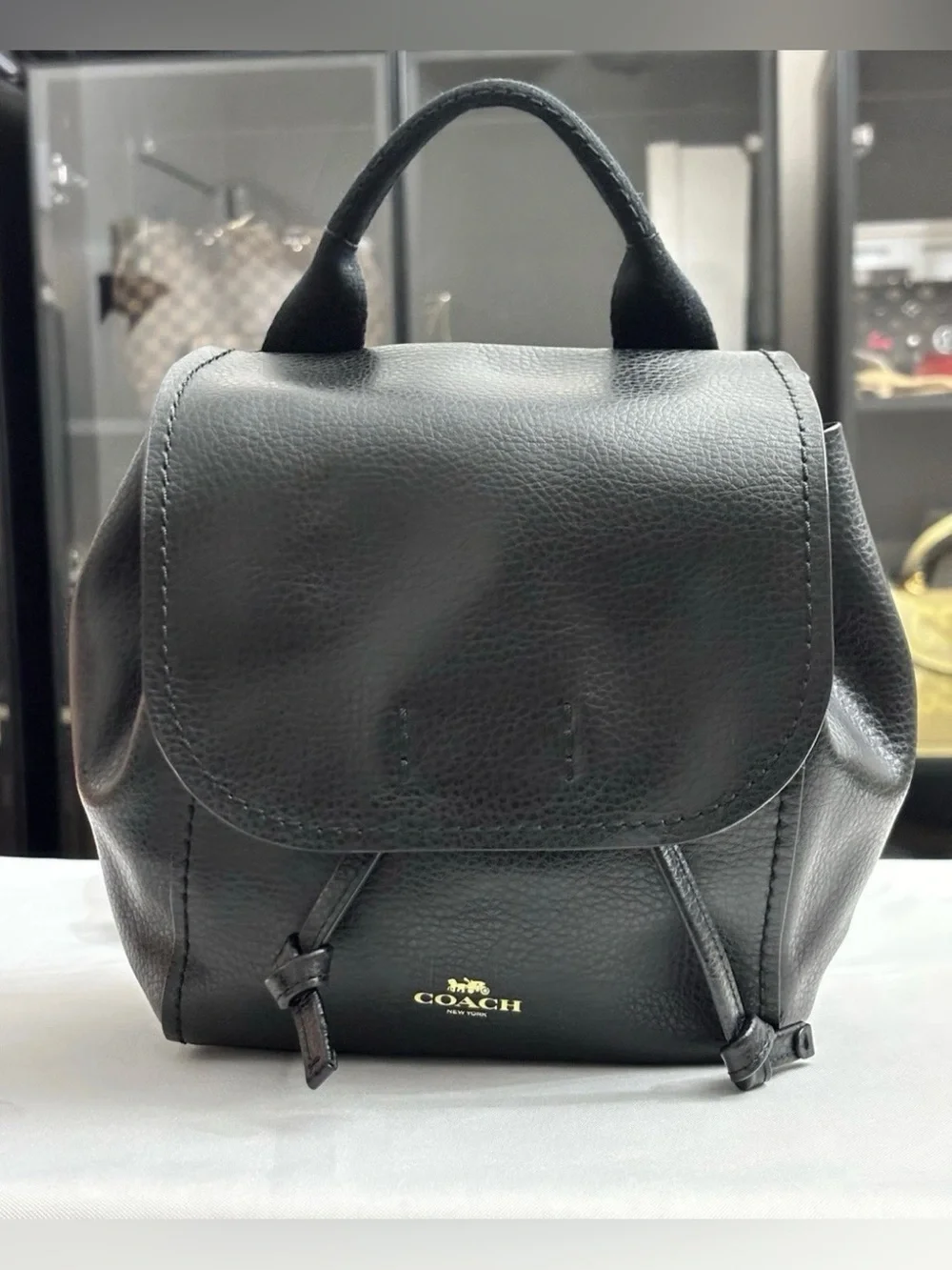 Coach Derby Black Oxblood Pebbled Leather Backpack.